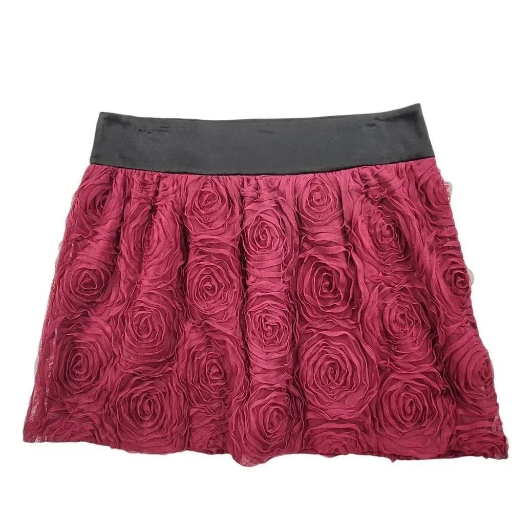Maurices Maroon Flower Lace Skirt